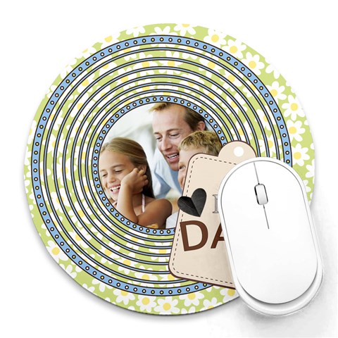 Fathers Day By Dad 8 x8  Round Mousepad - 1