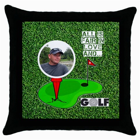 Golf Black Throw Pillow By Joy Johns Front