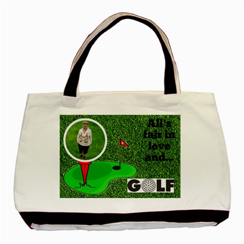 Lady Golfer s Black Tote Bag By Joy Johns Front