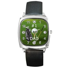 #1 Dad Golf Square Metal Watch