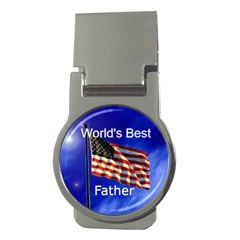 World s Best father flag money clip - Money Clip (Round)