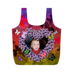 Butterflies and flower heart Recycle Bag (M) two sides - Full Print Recycle Bag (M)