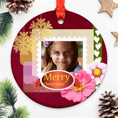 merry christmas - Round Ornament (Two Sides)