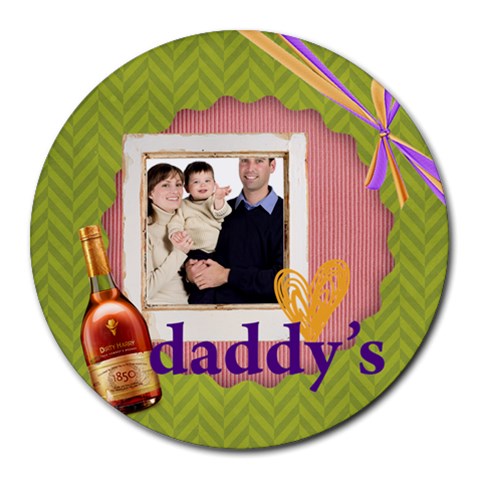 Fathers Day By Dad 8 x8  Round Mousepad - 1