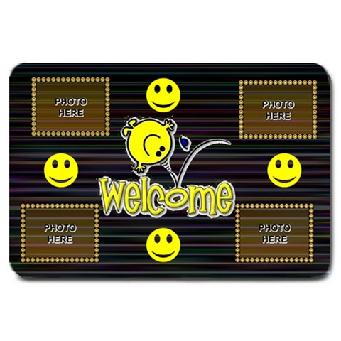 Large Smiley Welcome Mat By Joy Johns 30 x20  Door Mat