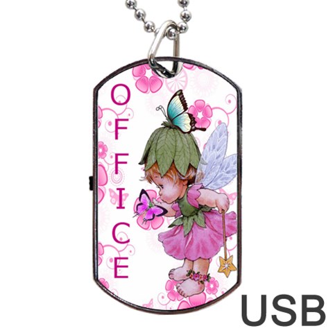 Pink Fairy Usb Dog Tag Flash (two Sides) By Kim Blair Front