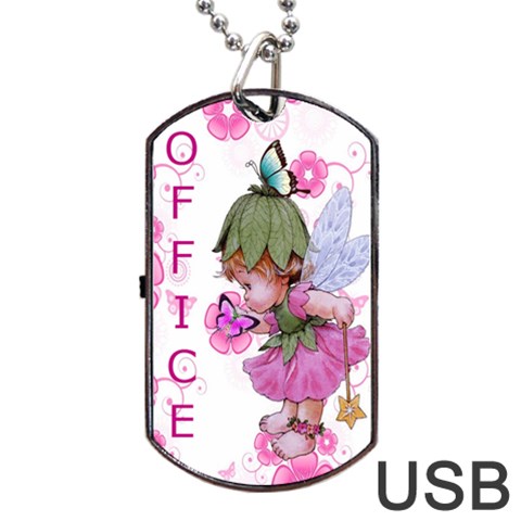 Pink Fairy Usb Dog Tag Flash (two Sides) By Kim Blair Back