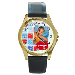 summer - Round Gold Metal Watch