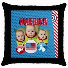 usa 4 july - Throw Pillow Case (Black)