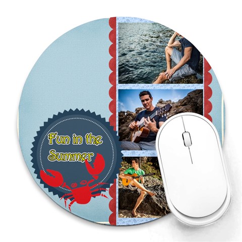 Summer By Summer Time 8 x8  Round Mousepad - 1