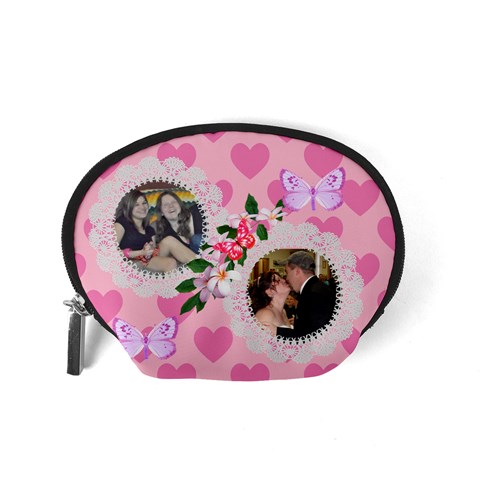 Pink Hearts And Butterflies Small Accessory Pouch By Kim Blair Back