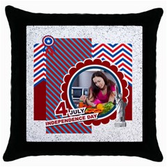 usa 4 july - Throw Pillow Case (Black)