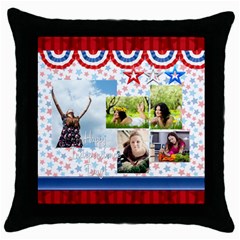 usa 4 july - Throw Pillow Case (Black)