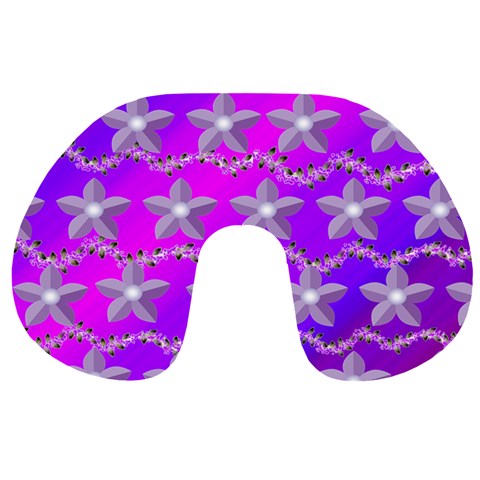 Purple Flowered Travel Neck Pillow By Kim Blair Back