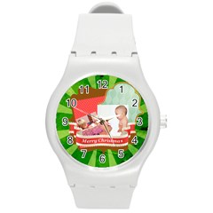 merry christmas - Round Plastic Sport Watch (M)