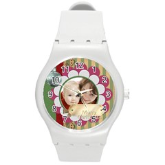 merry christmas - Round Plastic Sport Watch (M)