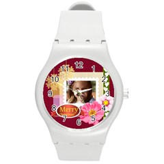 merry christmas - Round Plastic Sport Watch (M)