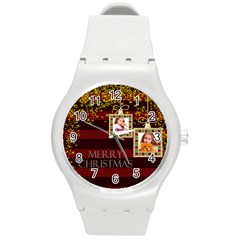 merry christmas - Round Plastic Sport Watch (M)