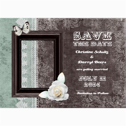 Chocolate Mint Save The Date Card By 4dannidesigns 7 x5  Photo Card - 3