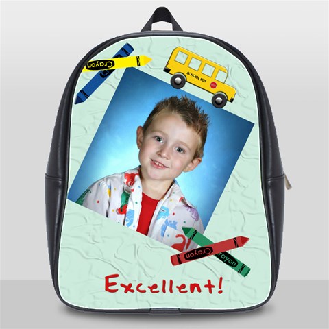Crayon And Bus School Backpack Xl By Chere s Creations Front