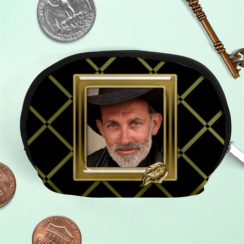 Black And Gold Accessory Pouch (medium) By Deborah Front