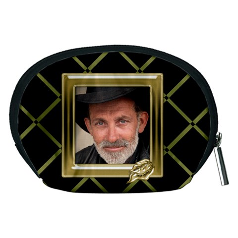 Black And Gold Accessory Pouch (medium) By Deborah Back