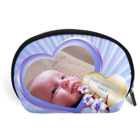 Blue Heart Accessory Pouch (large) By Deborah Front
