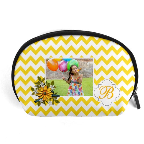Pouch (l) : Yellow Chevron By Jennyl Front