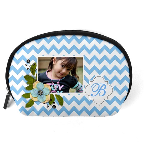 Pouch (l) : Blue Chevron By Jennyl Back
