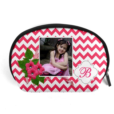 Pouch (l) : Pink Chevron By Jennyl Front