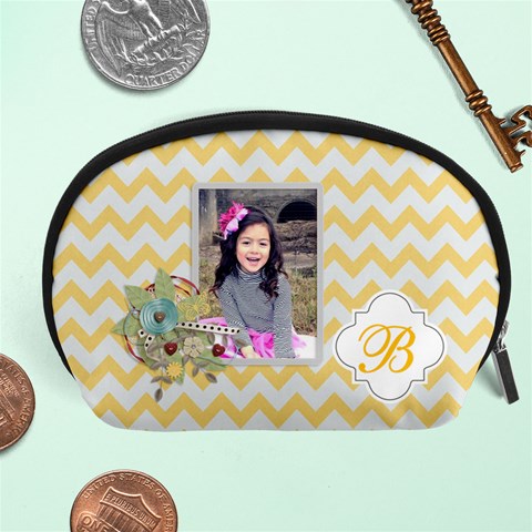 Pouch (l) : Yellow Chevron By Jennyl Front