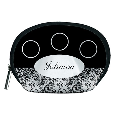 Classic Black And White Accessory Pouch (medium) By Deborah Front