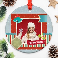 merry christmas - Round Ornament (Two Sides)