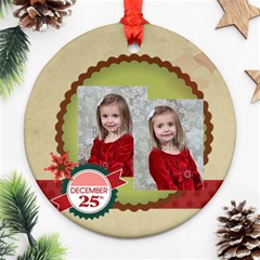 merry christmas - Round Ornament (Two Sides)