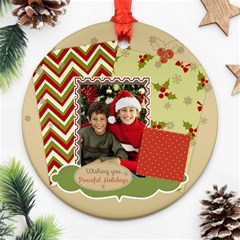 merry christmas - Round Ornament (Two Sides)