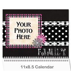 2025 Black White and Pink Calendar - Wall Calendar 11  x 8.5  (12-Months)