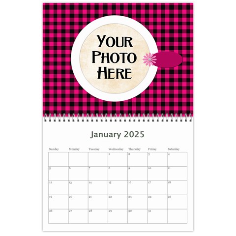 2025 Black White And Pink Calendar By Lisa Minor Jan 2025