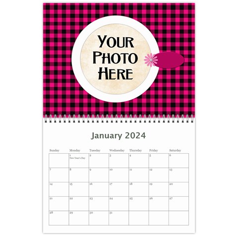 2024 Black White And Pink Calendar By Lisa Minor Jan 2024