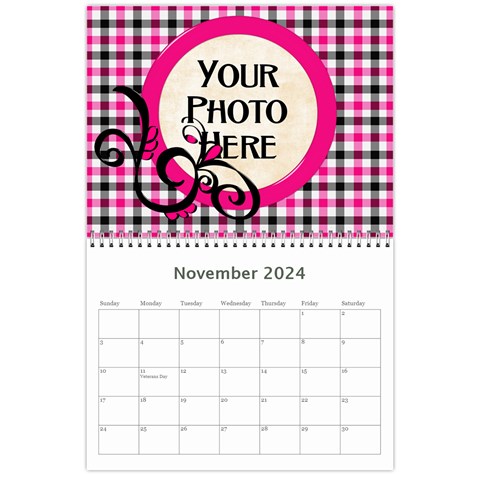 2024 Black White And Pink Calendar By Lisa Minor Nov 2024