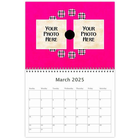 2025 Black White And Pink Calendar By Lisa Minor Mar 2025