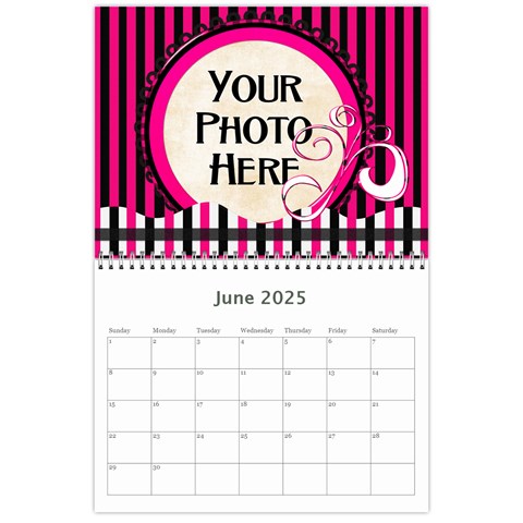 2025 Black White And Pink Calendar By Lisa Minor Jun 2025