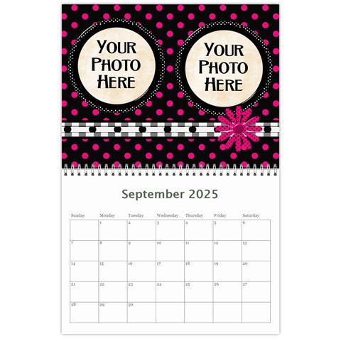 2025 Black White And Pink Calendar By Lisa Minor Sep 2025