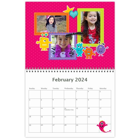 Wall Calendar 11 X 8 5 : My Lil Monsters By Jennyl Feb 2024
