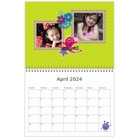 Wall Calendar 11 X 8 5 : My Lil Monsters By Jennyl Apr 2024