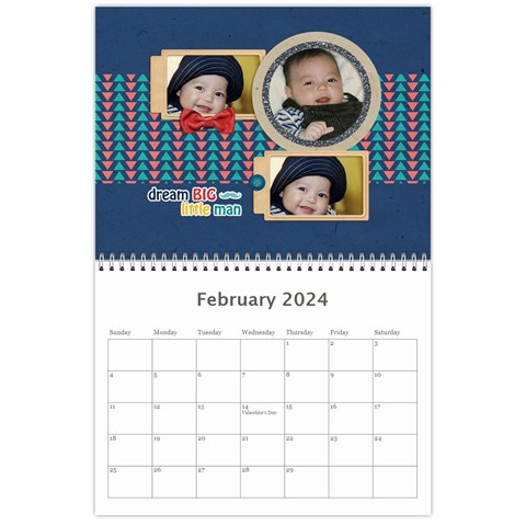 Wall Calendar 11 X 8 5 : Little Man By Jennyl Feb 2024