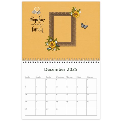 Wall Calendar 11 X 8 5 : Together As Family By Jennyl Dec 2025