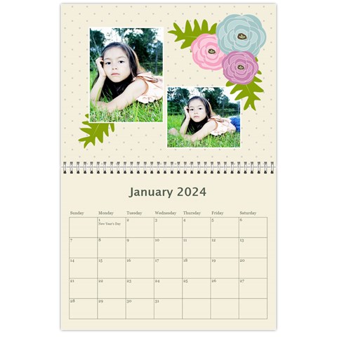 Wall Calendar 11 X 8 5 : Ranunculus Flowers2 By Jennyl Jan 2024