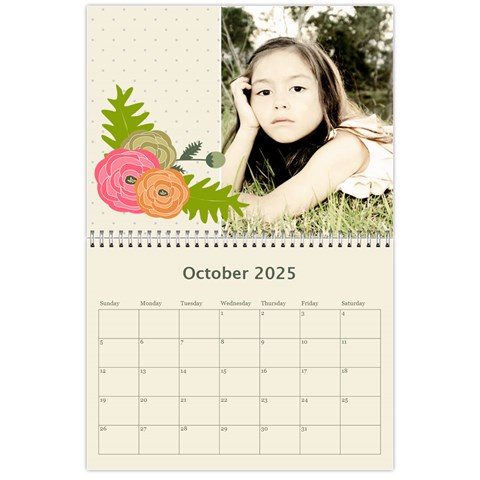 Wall Calendar 11 X 8 5 : Ranunculus Flowers2 By Jennyl Oct 2025