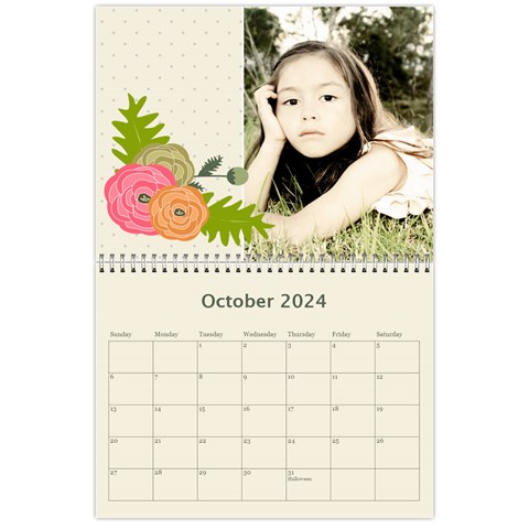 Wall Calendar 11 X 8 5 : Ranunculus Flowers2 By Jennyl Oct 2024