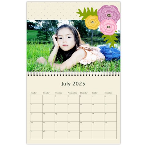 Wall Calendar 11 X 8 5 : Ranunculus Flowers2 By Jennyl Jul 2025